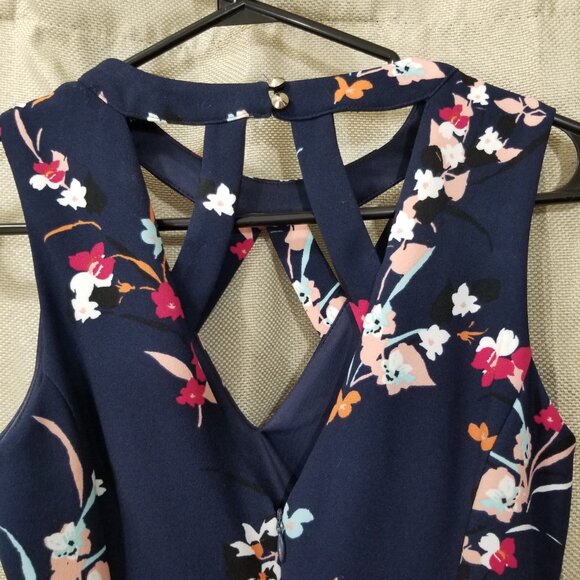 GUESS Strapless Floral Navy Sheath Dress SIZE 4 - Picture 8 of 9